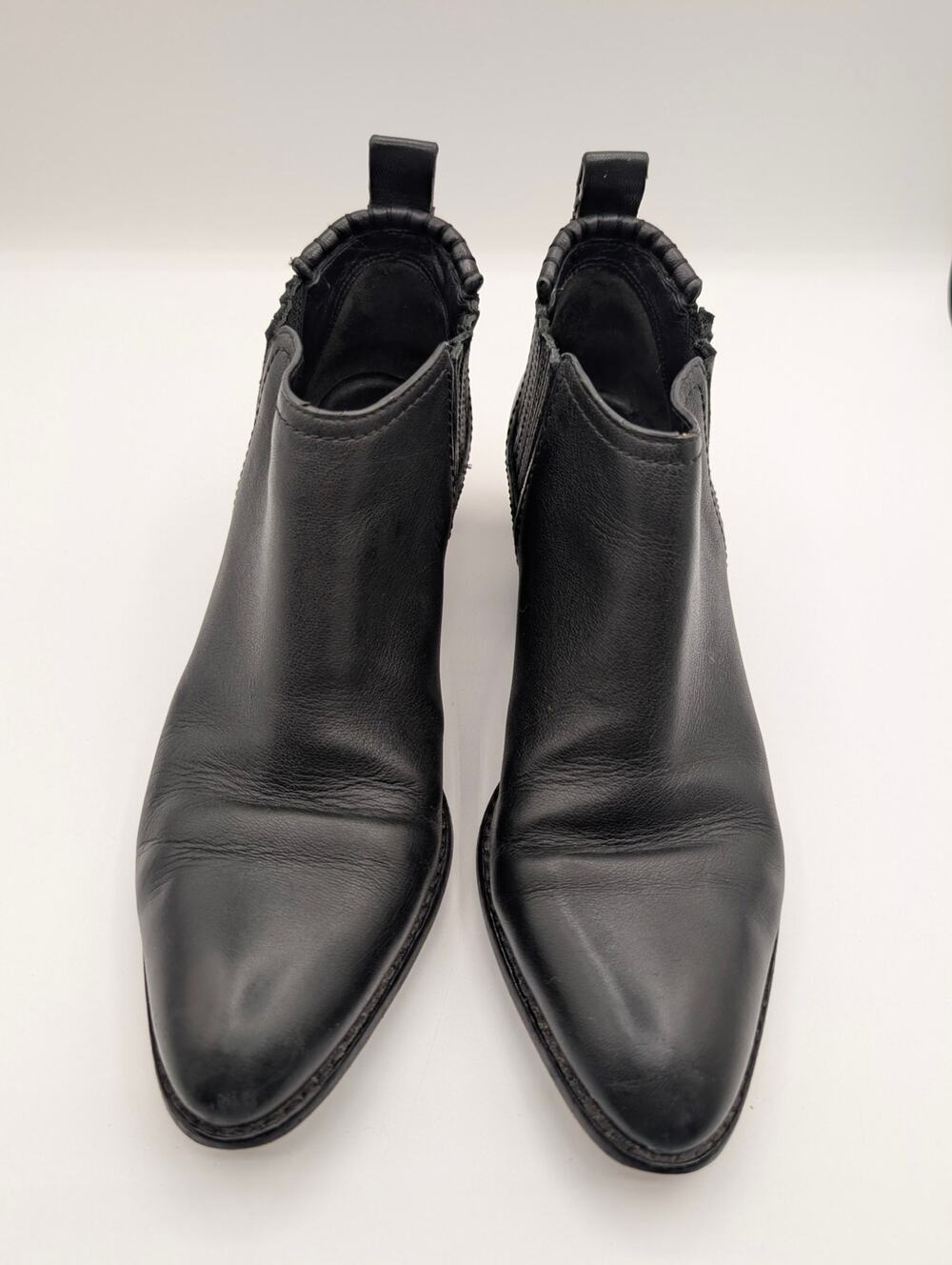 Alexander Wang Black Kori Leather Chelsea Ankle Boots Silver Heel EU 38 US 7.5
